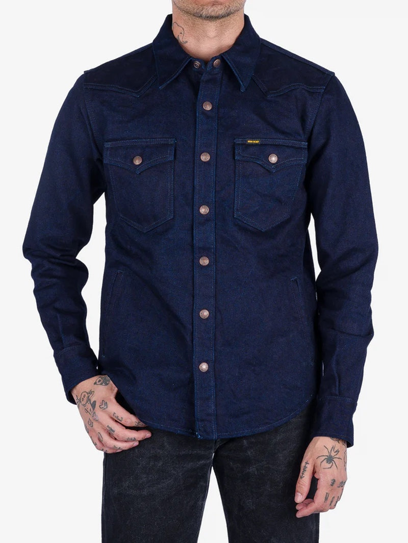 Iron Heart Denim IHSH-409-IB Indigo Black 19oz Selvedge Denim CPO Shirt