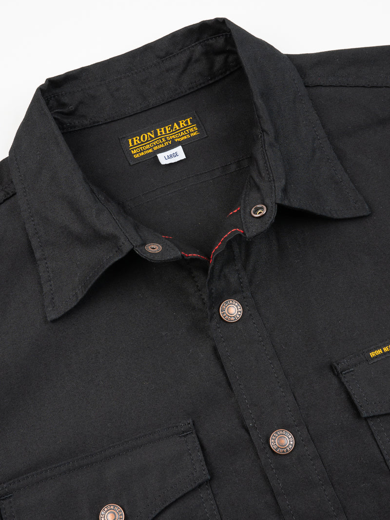 Iron Heart Denim IHSH-425-BLK Black 8oz Military Whipcord CPO Shirt
