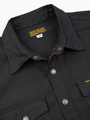 Iron Heart Denim IHSH-425-BLK Black 8oz Military Whipcord CPO Shirt