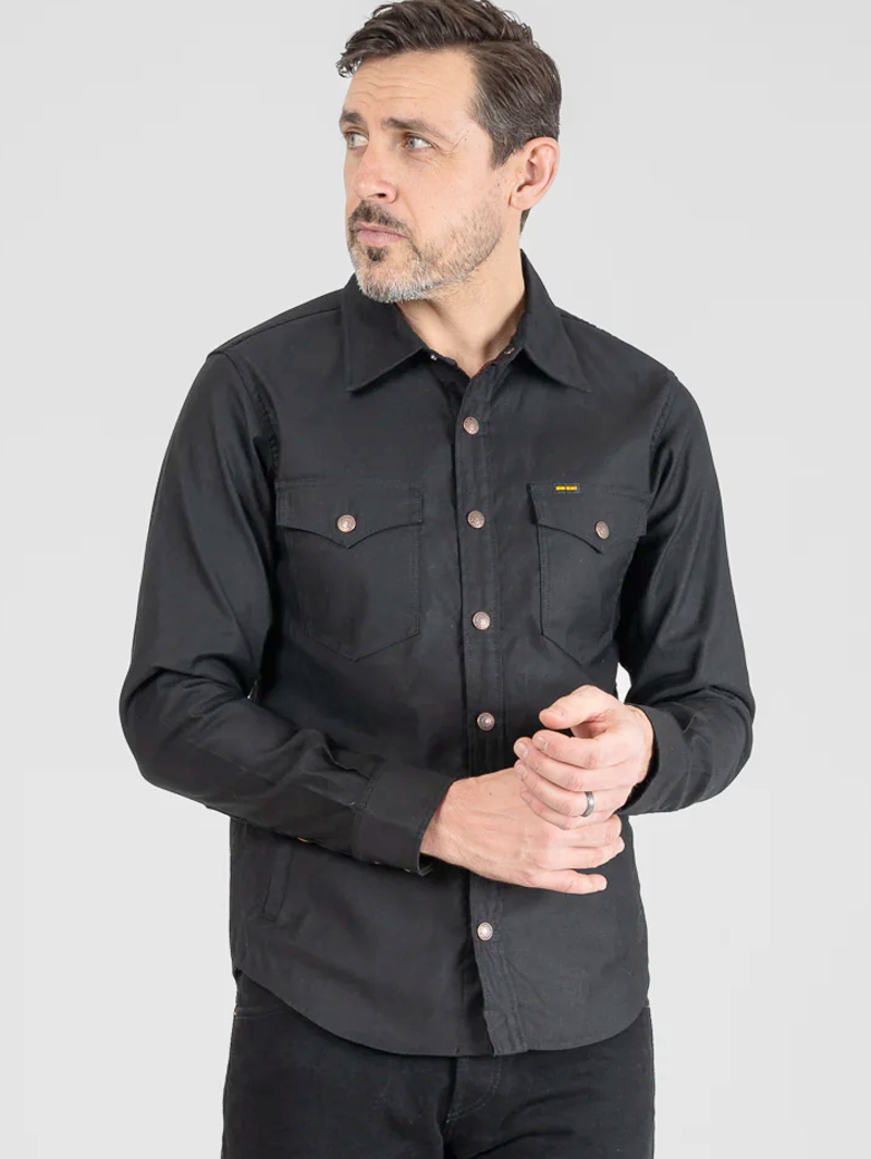 Iron Heart Denim IHSH-425-BLK Black 8oz Military Whipcord CPO Shirt
