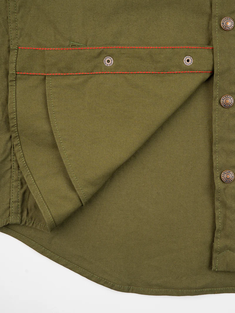 Iron Heart Denim IHSH-425-OLV Olive 8oz Military Whipcord CPO Shirt