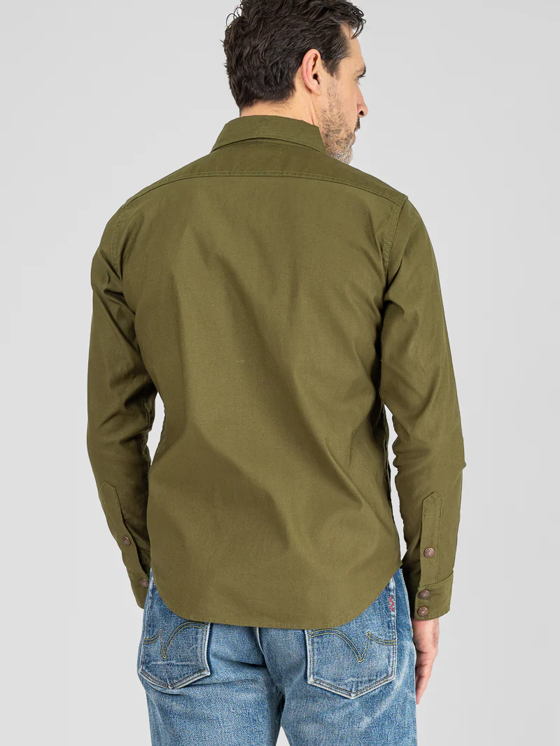 Iron Heart Denim IHSH-425-OLV Olive 8oz Military Whipcord CPO Shirt
