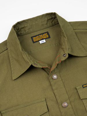 Iron Heart Denim IHSH-425-OLV Olive 8oz Military Whipcord CPO Shirt