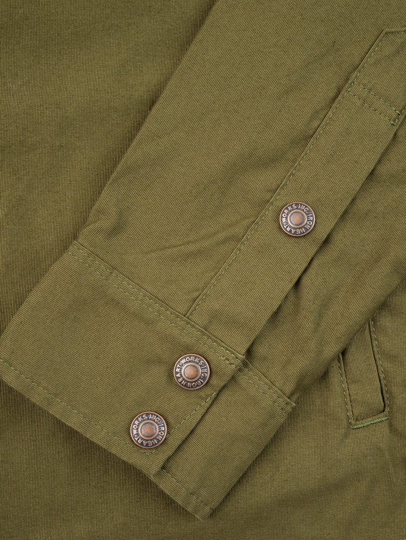 Iron Heart Denim IHSH-425-OLV Olive 8oz Military Whipcord CPO Shirt