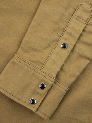 Iron Heart Denim IHSH-426-KHA 12oz Military Moleskin Western Shirt - Khaki
