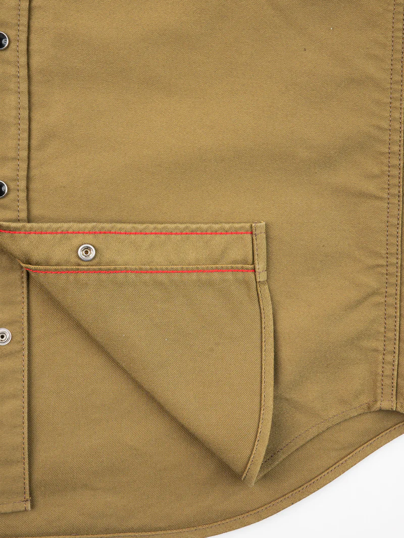 Iron Heart Denim IHSH-426-KHA 12oz Military Moleskin Western Shirt - Khaki