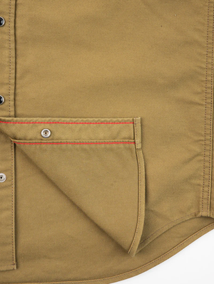 Iron Heart Denim IHSH-426-KHA 12oz Military Moleskin Western Shirt - Khaki