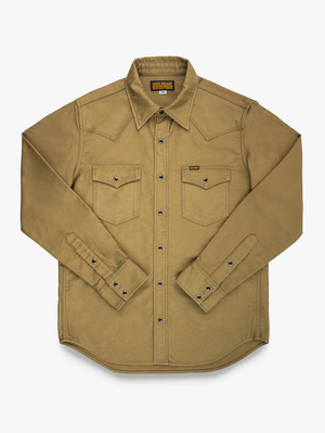Iron Heart Denim IHSH-426-KHA 12oz Military Moleskin Western Shirt - Khaki