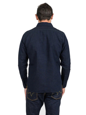 Iron Heart Denim IHSH-443-IND 7oz Cotton Linen Chambray Work Shirt - Indigo