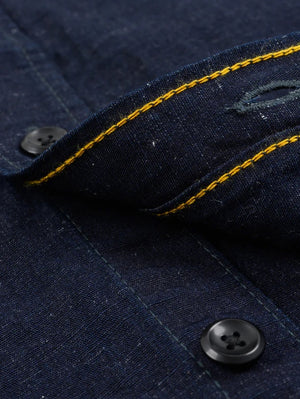 Iron Heart Denim IHSH-443-IND 7oz Cotton Linen Chambray Work Shirt - Indigo