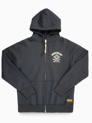 Iron Heart Denim IHSW-81L-BLK Black 14oz Ultra Heavyweight Loopwheel Cotton Zippered Hoodie