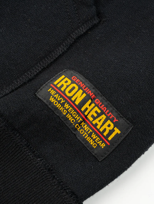 Iron Heart Denim IHSW-81L-BLK Black 14oz Ultra Heavyweight Loopwheel Cotton Zippered Hoodie