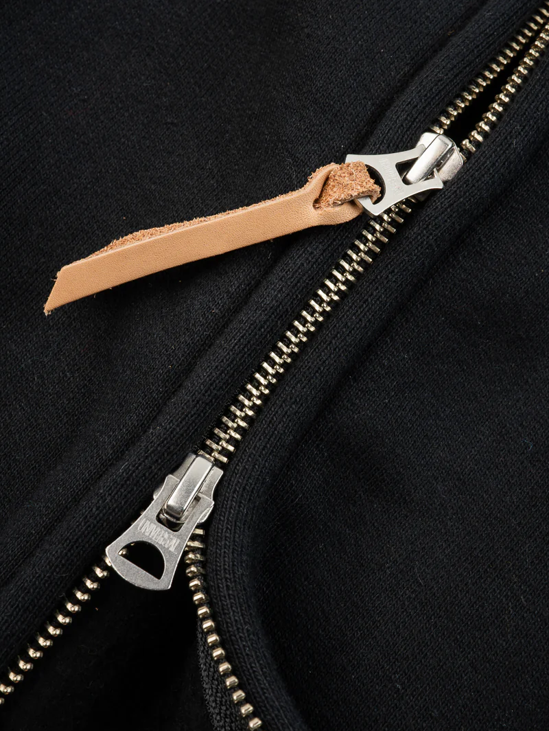 Iron Heart Denim IHSW-81L-BLK Black 14oz Ultra Heavyweight Loopwheel Cotton Zippered Hoodie