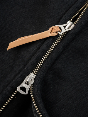 Iron Heart Denim IHSW-81L-BLK Black 14oz Ultra Heavyweight Loopwheel Cotton Zippered Hoodie