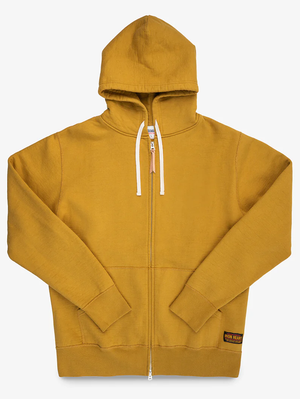 Iron Heart Denim IHSW-81L-MUS-NP 14oz Ultra Heavyweight Loopwheel Cotton Zippered Hoodie - Mustard