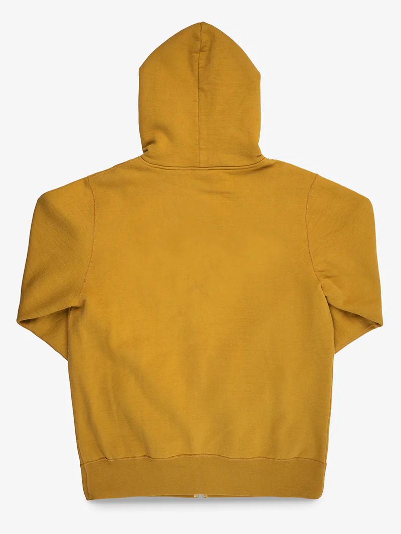 Iron Heart Denim IHSW-81L-MUS-NP 14oz Ultra Heavyweight Loopwheel Cotton Zippered Hoodie - Mustard