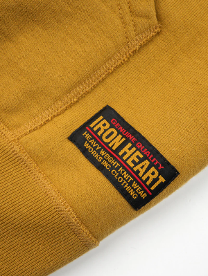 Iron Heart Denim IHSW-81L-MUS-NP 14oz Ultra Heavyweight Loopwheel Cotton Zippered Hoodie - Mustard