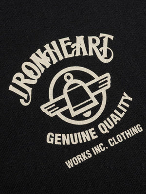 Iron Heart Denim IHSW-83L-BLK Black Printed 14oz Ultra Heavyweight Loopwheel Cotton Zip Up Hoodie 