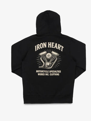 Iron Heart Denim IHSW-83L-BLK Black Printed 14oz Ultra Heavyweight Loopwheel Cotton Zip Up Hoodie 