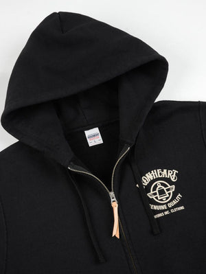 Iron Heart Denim IHSW-83L-BLK Black Printed 14oz Ultra Heavyweight Loopwheel Cotton Zip Up Hoodie 