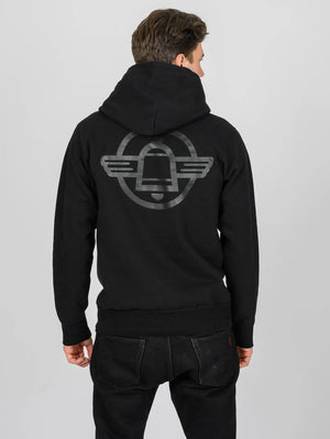 Iron Heart Denim IHSW-84-BLK Printed 14oz Ultra Heavyweight Loopwheel Cotton Hoodie Black
