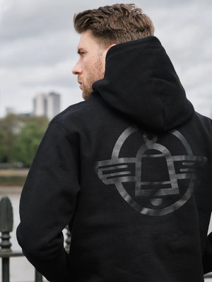 Iron Heart Denim IHSW-84-BLK Printed 14oz Ultra Heavyweight Loopwheel Cotton Hoodie Black
