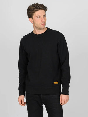 Iron Heart Denim IHSW-86-BLK Heavyweight Thermal Crew Neck Sweater Black