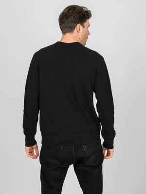 Iron Heart Denim IHSW-86-BLK Heavyweight Thermal Crew Neck Sweater Black