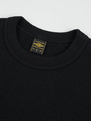 Iron Heart Denim IHSW-86-BLK Heavyweight Thermal Crew Neck Sweater Black