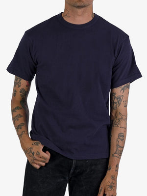 Iron Heart Denim IHT-1610-NAV  6.5oz Loopwheel Crew Neck T-Shirt Navy