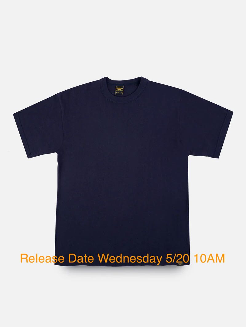 Iron Heart Denim IHT-1610-NAV  6.5oz Loopwheel Crew Neck T-Shirt Navy