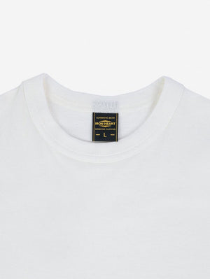 Iron Heart Denim IHT-1610-WHT 6.5oz Loopwheel Crew Neck T-Shirt White