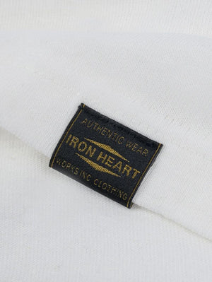 Iron Heart Denim IHT-1610-WHT 6.5oz Loopwheel Crew Neck T-Shirt White