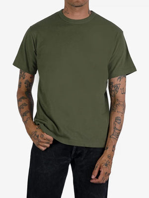 Iron Heart Denim IHT-1610L-OLV Olive 6.5oz Loopwheel Crew Neck T-Shirt