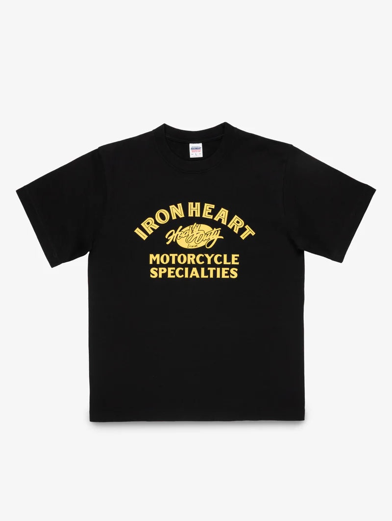 Iron Heart Denim IHT-2602-BLK 7.5oz Printed Loopwheel Crew Neck T-Shirt Black