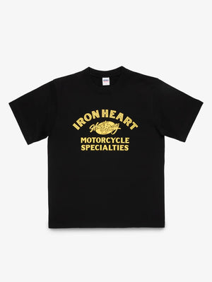 Iron Heart Denim IHT-2602-BLK 7.5oz Printed Loopwheel Crew Neck T-Shirt Black