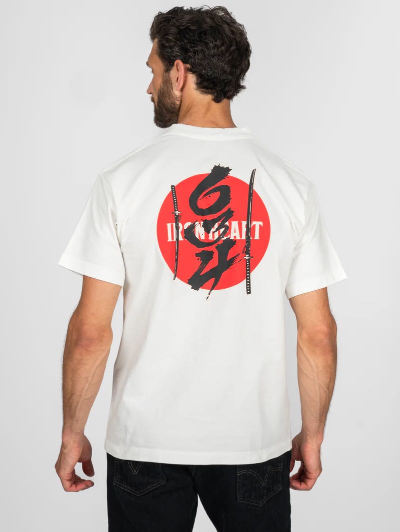 Iron Heart Denim IHT-634-WHT 7.5oz Printed Loopwheel Crew Neck T