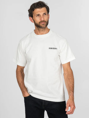 Iron Heart Denim IHT-634-WHT 7.5oz Printed Loopwheel Crew Neck T-Shirt White
