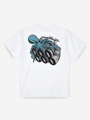 Iron Heart Denim IHT-888-WHT 7.5oz Printed Loopwheel Crew Neck T-Shirt White