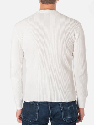 Iron Heart Denim IHTL-1213-WHT White Waffle Knit Long Sleeved Thermal Henley