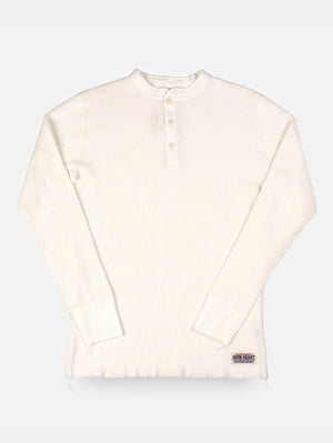 Iron Heart Denim IHTL-1213-WHT White Waffle Knit Long Sleeved Thermal Henley