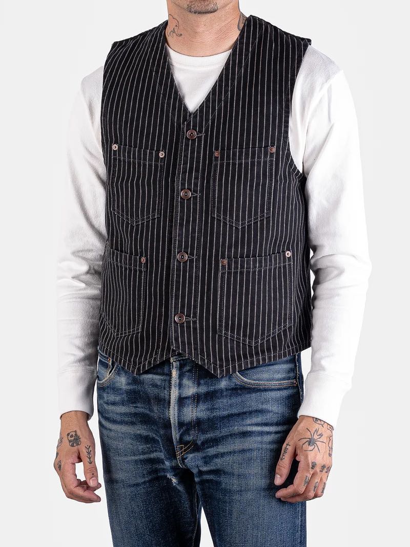 Iron Heart Denim IHV-02-BLK Black/Black 12oz Wabash/Duck Work Vest