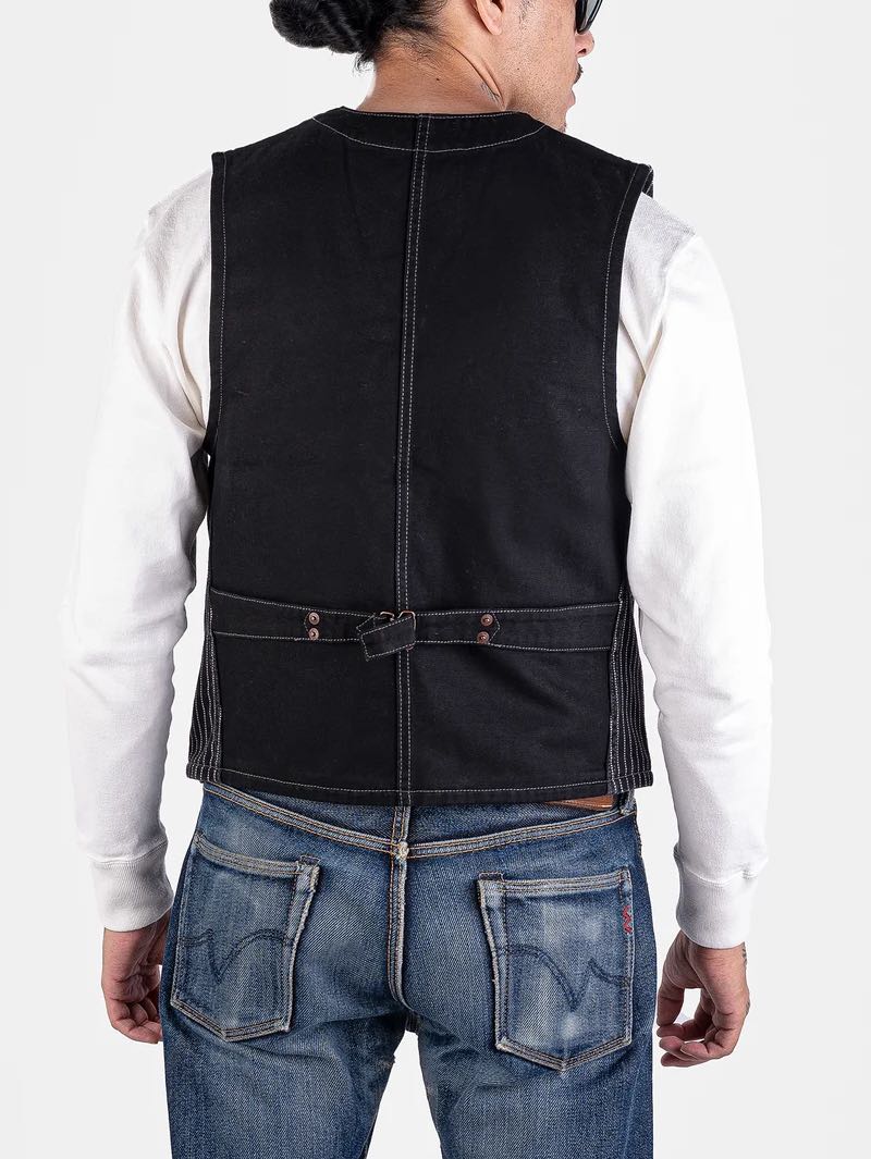Iron Heart Denim IHV-02-BLK Black/Black 12oz Wabash/Duck Work Vest