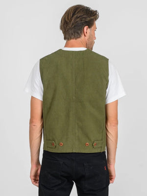 Iron Heart Denim IHV-52-OLV 12oz Duck Canvas Hunting Vest - Olive