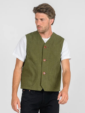 Iron Heart Denim IHV-52-OLV 12oz Duck Canvas Hunting Vest - Olive