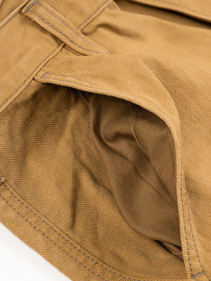 Iron Heart IH-748-BRN 10oz Herringbone Wide Pants Brown