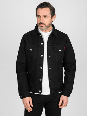 Iron Heart IHJ-86-BLK 14oz Selvedge Denim Modified Type III Jacket - Black/Black