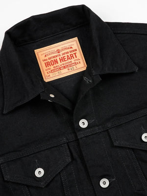 Iron Heart IHJ-86-BLK 14oz Selvedge Denim Modified Type III Jacket - Black/Black