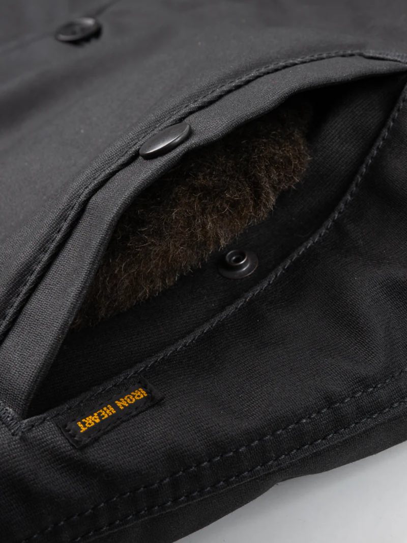 Iron Heart IHM-37-BLK Oiled Black Whipcord N1 Deck Jacket