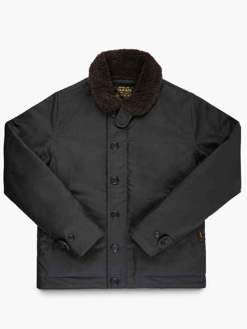 Iron Heart IHM-37-BLK Oiled Black Whipcord N1 Deck Jacket
